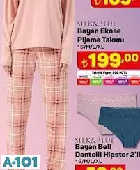 SİLK&BLUE KADIN EKOSE PİJAMA TAKIMI